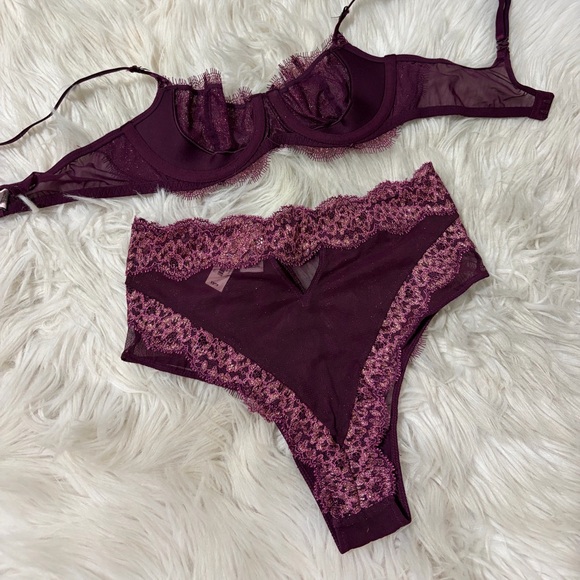 Victoria’s Secret Dream Angels Wicked Foil Lace Lingerie Set 32B/Xs - Picture 4 of 9